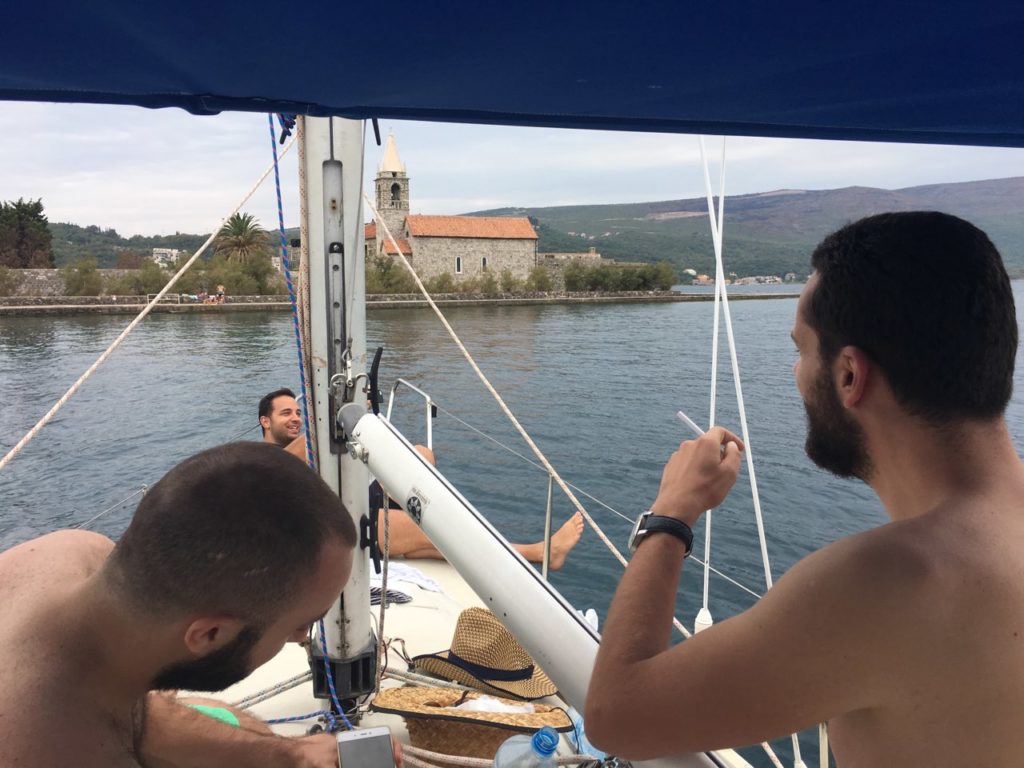Sailing near Tivat in Kotor bay